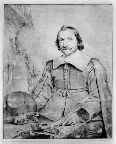 Half-Length Portrait of a Bearded Man Seated at a Table by Cornelis Visscher