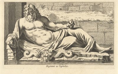 Statue of Neptune at the Fountain on the Capitoline Hill in Rome by Cornelis van Dalen (I)
