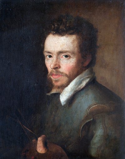 Self-portrait of an unknown painter with palette and brushes, 1596 by Cornelius Ketel