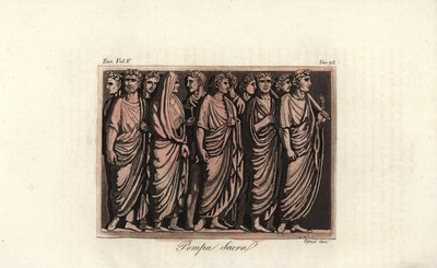 Roman noblemen in laurel wreaths and toga at a sacrificial rite by Corsi Corsi