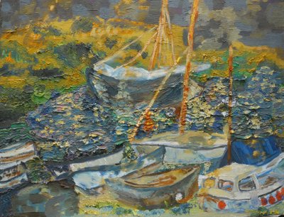 Mousehole Harbour, Resting Boats by Cosima Duggal