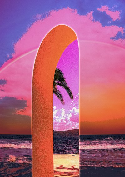 Pink Sky Beach Archway by CosmoZach