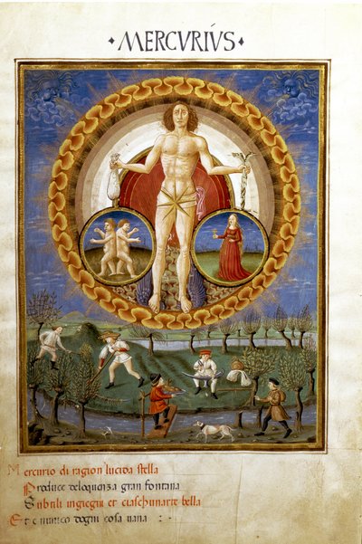 Mercury with Signs of the Zodiac of Virgo and Gemini. Peasants Working in the Fields by Cristoforo De Predis