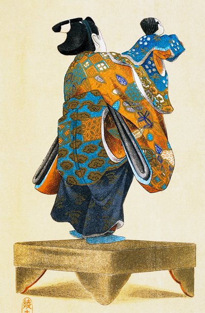Puppeteer with Puppet Seen from Behind, Ukiyo-e Art Print, Reproduction from Woodcut, Japanese Civilization, Edo Period by Culture Edo
