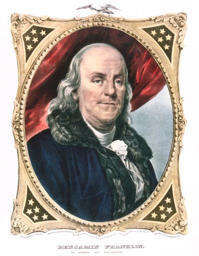 Benjamin Franklin, American Statesman, Printer and Scientist by Currier and Ives