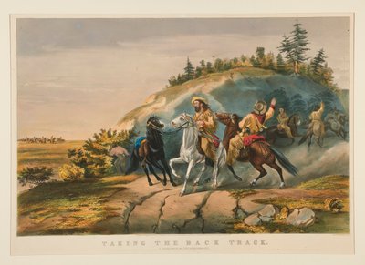 Taking the Back Track / A Dangerous Neighborhood by Currier and Ives