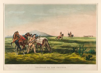 Trappers on the Prairie / Peace or War? by Currier and Ives