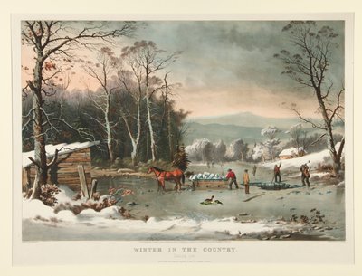 Winter in the Country. Getting Ice by Currier and Ives