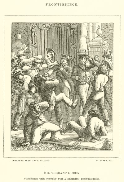 Mr Verdant Green furnishes the Subject for a Striking Frontispiece by Cuthbert Bede
