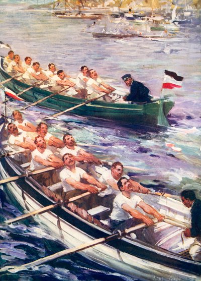 Rowing Race Between British and Germans by Cyrus Cuneo