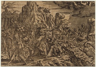 Moses Closing the Waves of the Red Sea onto the Advancing Egyptians by Czech School