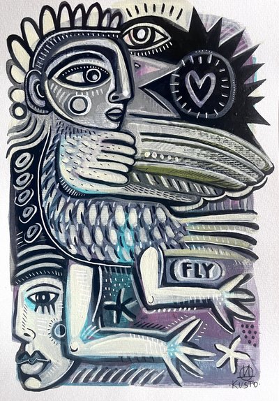 Abstract Flying Figure by Daia Kusto
