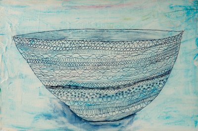 Doodle Blue Bowl by Dale Hefer