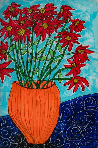 Vibrant Red Flowers by Dale Hefer