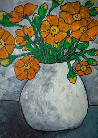 Rustic Orange Flower Vase by Dale Hefer & Family