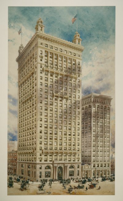 Land Title and Trust Building with Addition, Philadelphia, Pennsylvania, Perspective Rendering, 1900 by Daniel Burnham