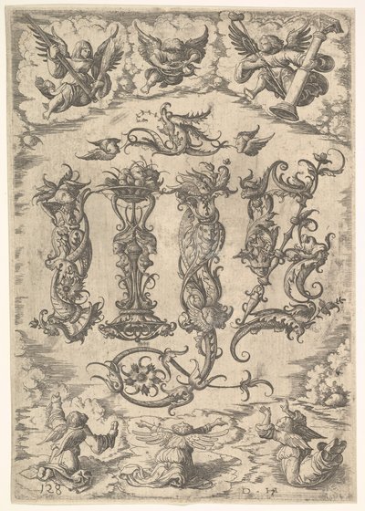 IHS Monogram Surrounded by Six Angels by Daniel Hopfer