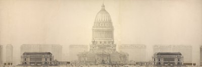 Plate 131 from The Plan of Chicago, 1909: Chicago. Elevation Showing the Group of Buildings Constituting the Proposed Civic Center by Daniel Hudson Burnham