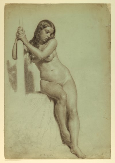 Female Nude Perched on a Stool, 1858 by Daniel Huntington