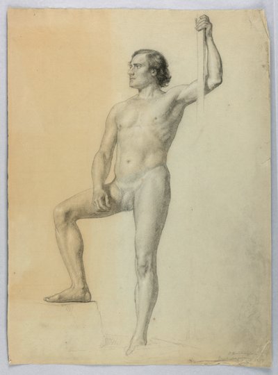 Male Nude with One Foot on a Step, 1858 by Daniel Huntington
