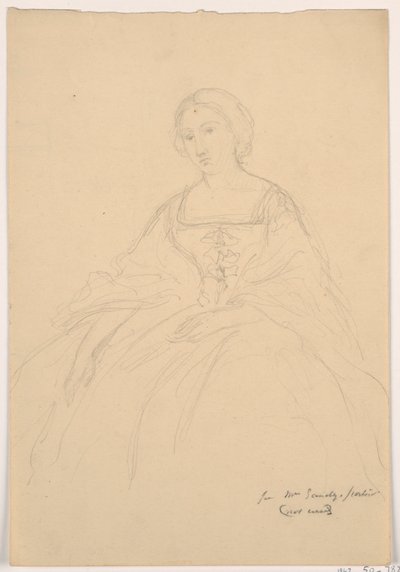 Mrs. Sheppard Gandy Seated; Verso: Line Sketch, 1859 by Daniel Huntington