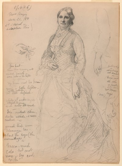 Mrs. Rutherford B. Hayes Standing, Studies of Arm and Hands by Daniel Huntington