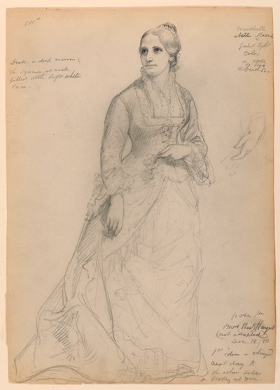 Mrs. Rutherford B. Hayes Standing, with Separate Left Hand Study by Daniel Huntington
