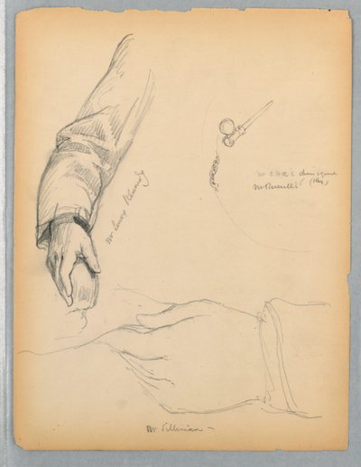 Sketches of Right Arm of Mr. Kennedy and Left Hand of Mr. Silliman by Daniel Huntington