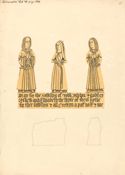 Brass Plate for John Asplyn, Godfrey Askew, and Elizabeth the Wife of them Both, Edmonton Church by Daniel Lysons