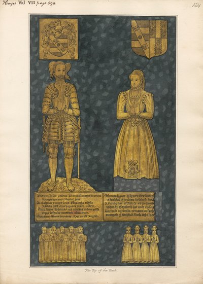 Brass Plate on top of the Tomb of Thomas and Elizabeth Higate from Hayes Church by Daniel Lysons
