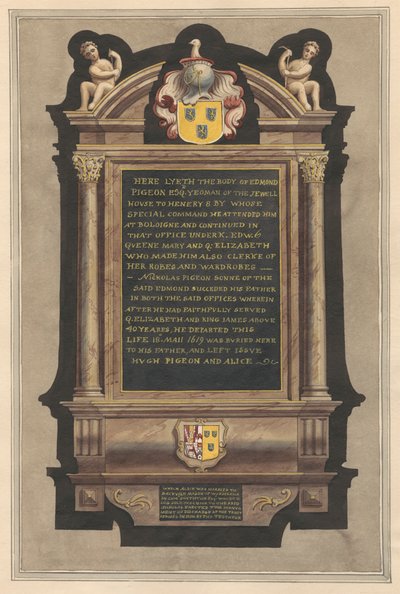 Memorial to Edmond Pigeon and Nickolas Pigeon by Daniel Lysons
