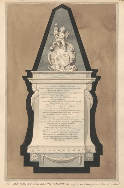 Memorial to George Tilson from Hampton Church by Daniel Lysons