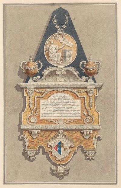 Memorial to Jane Coke, from Sunbury Church by Daniel Lysons