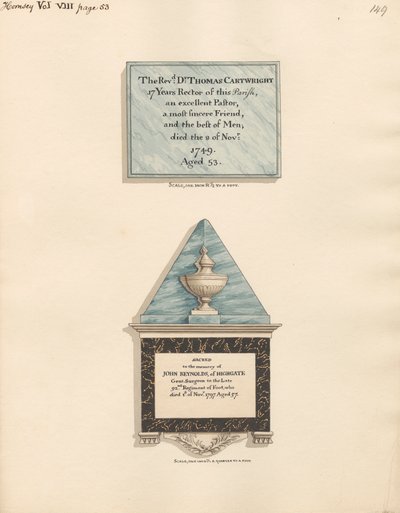 Memorial to Thomas Cartwright and to John Reynolds by Daniel Lysons