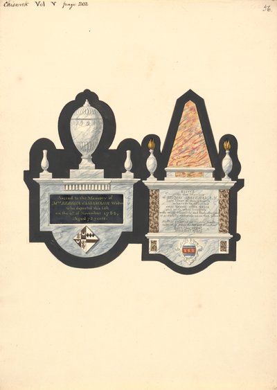 Monuments to Mrs. Rebecca Cassamajor and Thoma Spateman, Chiswick Church by Daniel Lysons