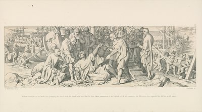 William Stumbles as He Lands, but Grasping the Earth with His Hand, Calls Out That He Thus Takes Possession of the English Soil by Daniel Maclise