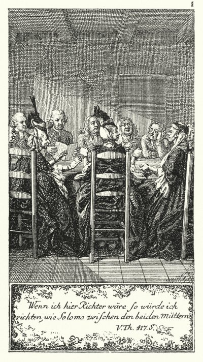 If I were a judge here, I would judge as Solomon did between the two mothers (engraving) by Daniel Nikolaus (after) Chodowiecki