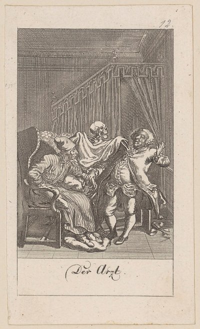 Doctor, Plate 12 of the Series "The Dance of Death" by Daniel Nikolaus Chodowiecki