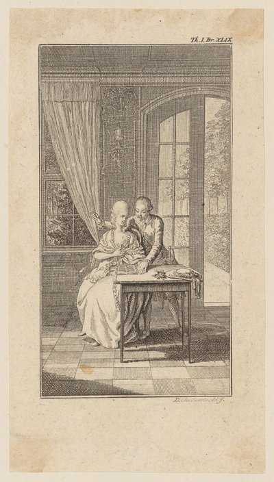Ferdiner Surprises Julie Reading in the Garden House by Daniel Nikolaus Chodowiecki