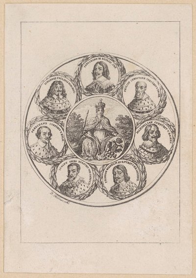 Germania with Portraits of Emperor Ferdinand III and Six Prince-Electors from the Time of the Thirty Years