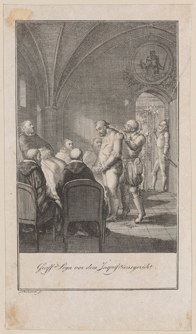 Count Sayn before the Inquisition Court by Daniel Nikolaus Chodowiecki