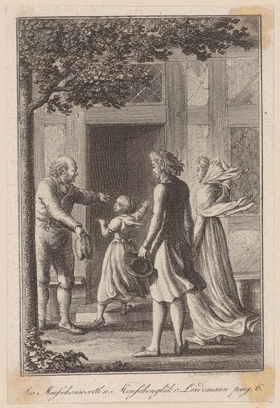Lotte and Her Husband Seek Shelter from a Storm by Daniel Nikolaus Chodowiecki
