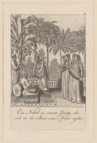 Nabob in His Garden, Plate 3 from the Series "East Indian Customs" by Daniel Nikolaus Chodowiecki