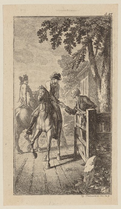 Infant on Horseback Gives Sebaldus an Alms by Daniel Nikolaus Chodowiecki