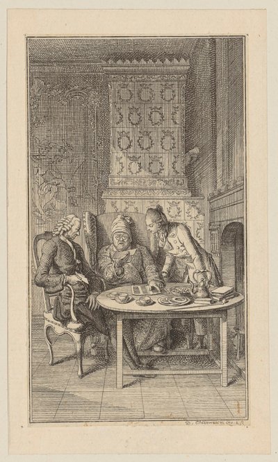 Sebaldus, the Old and Young Infant at the Table with a Lottery Ticket by Daniel Nikolaus Chodowiecki