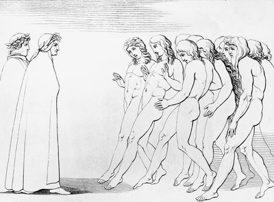 Souls Startle Upon Seeing that Dante is Alive, illustration for 3rd Canto of Purgatory, Divine Comedy, allegorical poem by Dante Alighieri by Dante Alighieri