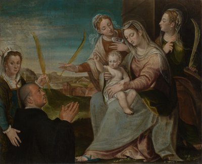 Virgin and Child with Saints Catherine, Lucy, Justina of Padua and a Benedictine Monk by Dario Varotari the Elder