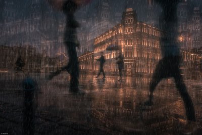 Rainy City Night by Dark Blue