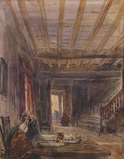 Interior with Figures at a Table by David Cox