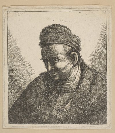 Beardless Man in Fur Cloak and Cap: Bust by David Deuchar